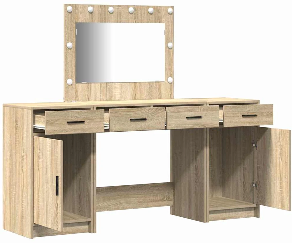Makiažo stalas 3 vnt. Ruda 78,5 x 41 x 135 cm Apdirbta mediena