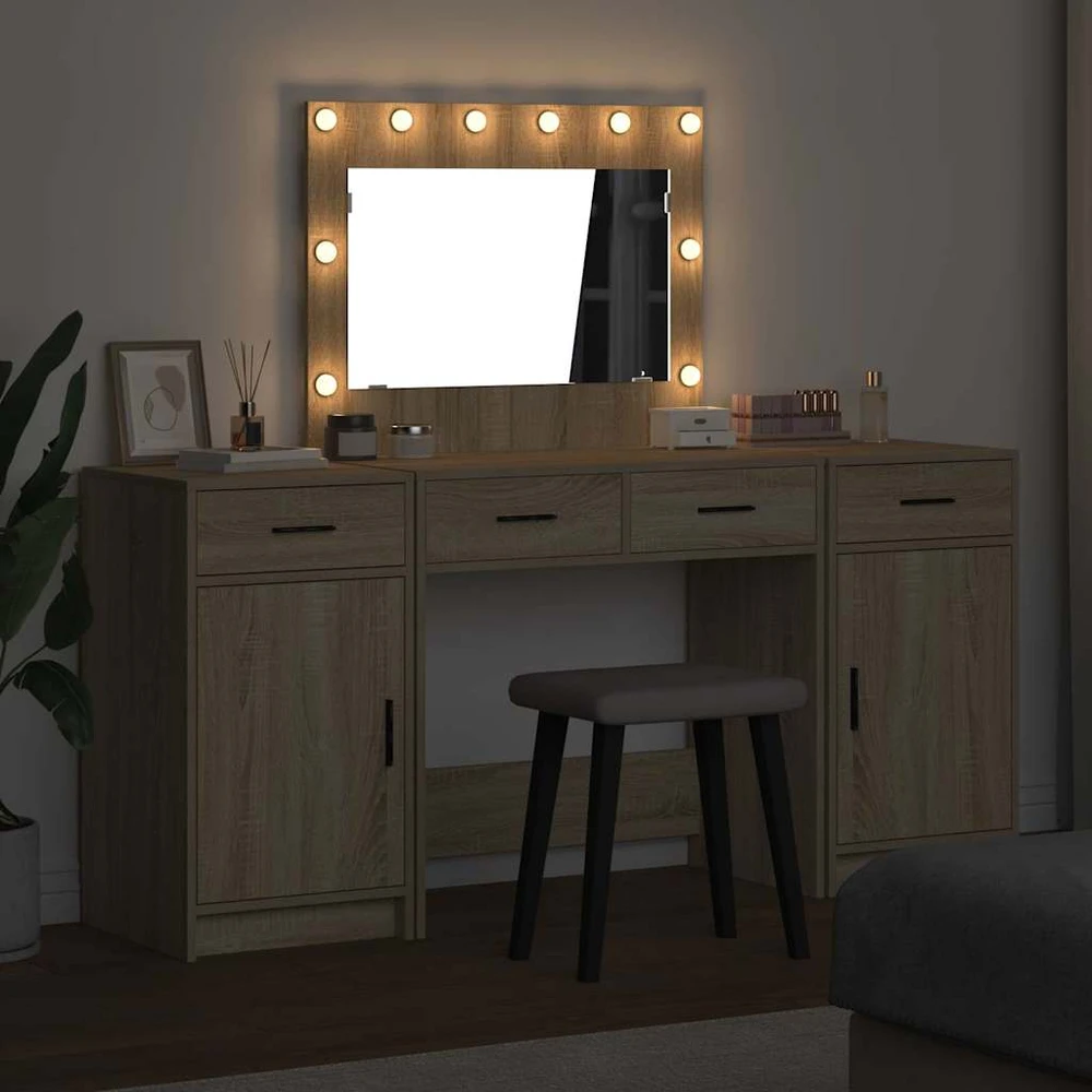 Makiažo stalas 3 vnt. Ruda 78,5 x 41 x 135 cm Apdirbta mediena