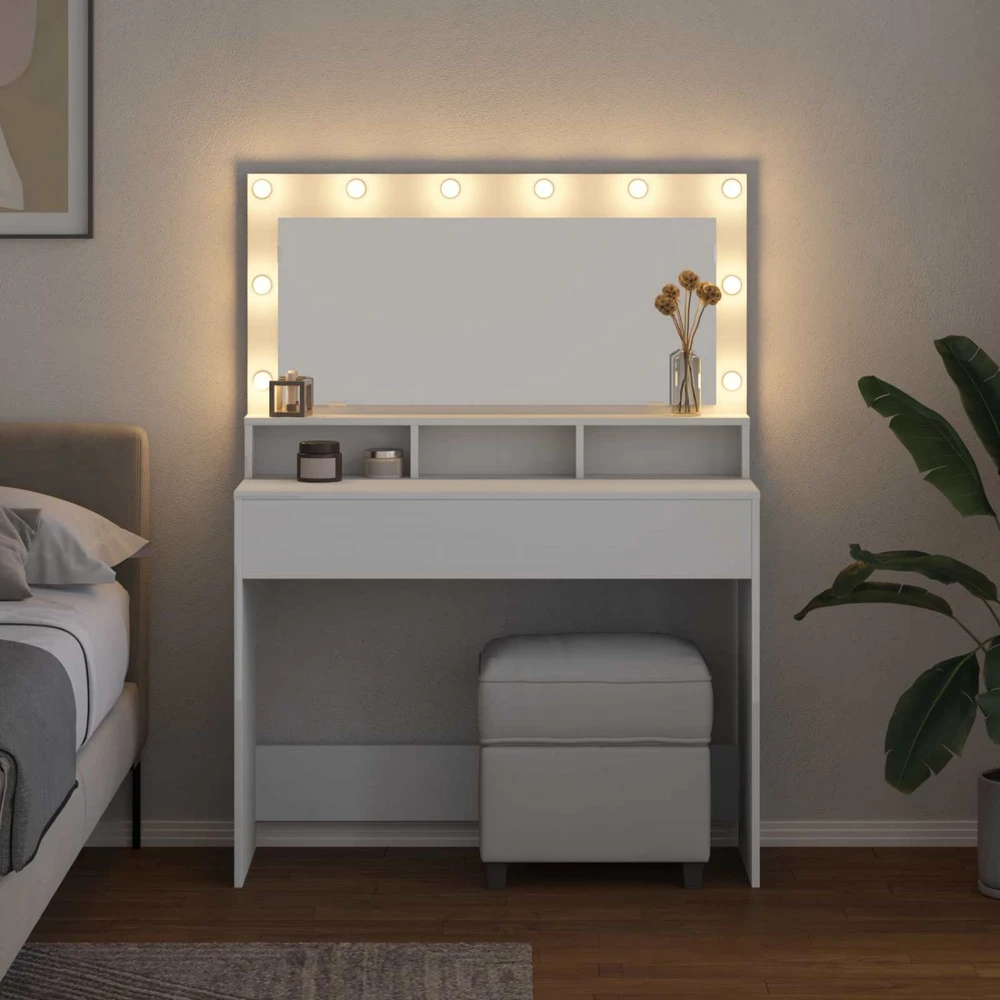 Makiažo stalas Balta 100 x 41 x 135 cm Apdirbta mediena