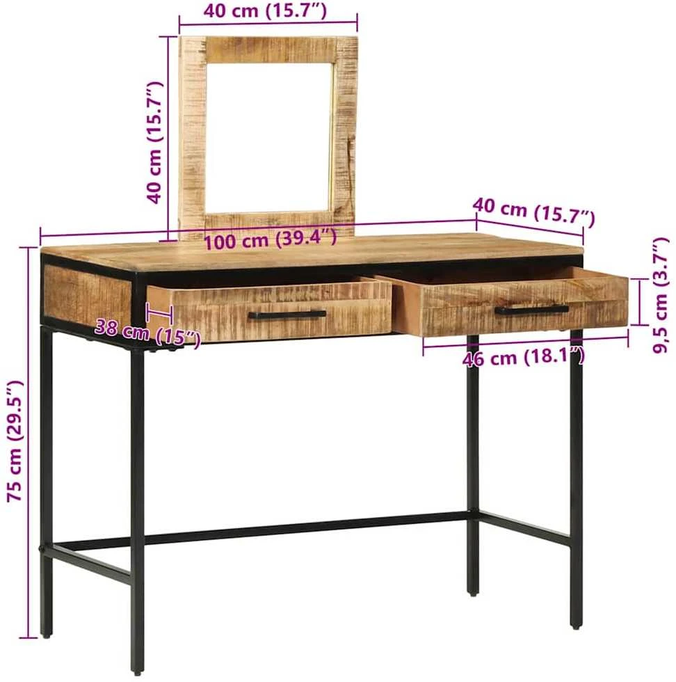 Makiažo stalas Ruda 100 x 40 x 120 cm Mango medienos masyvas