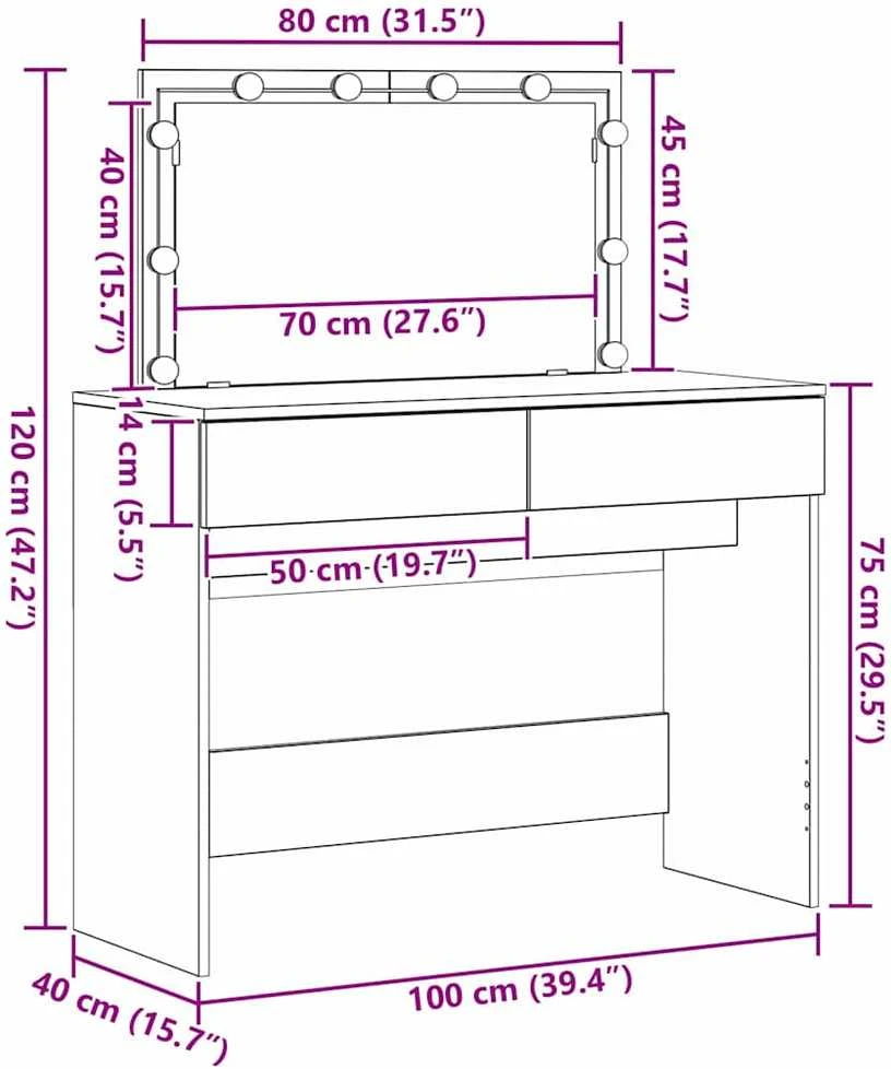 Makiažo stalas Senas medis 100 x 40 x 120 cm Apdirbta mediena