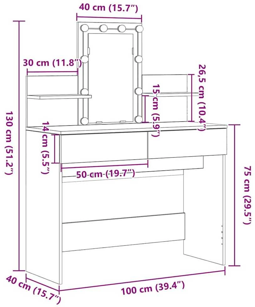 Makiažo stalas Senas medis 100 x 40 x 130 cm Apdirbta mediena