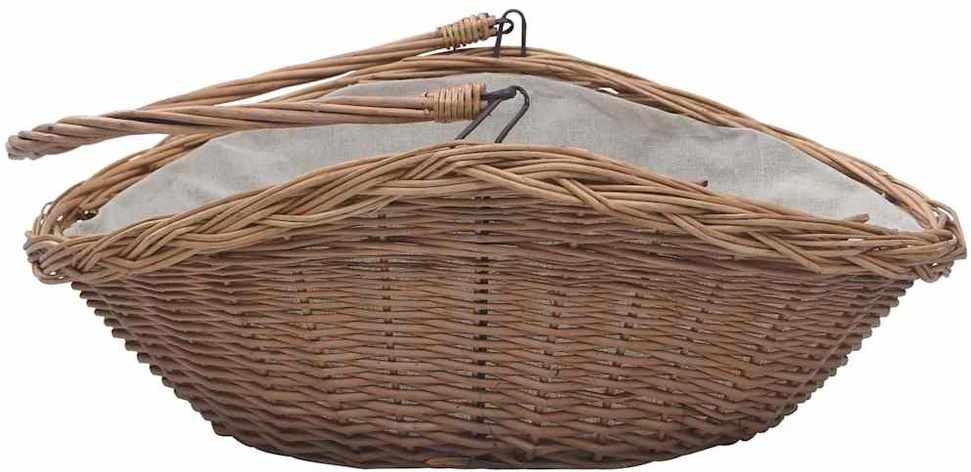 286987 Firewood Basket with Handle 57x46,5x52 cm Brown Willow