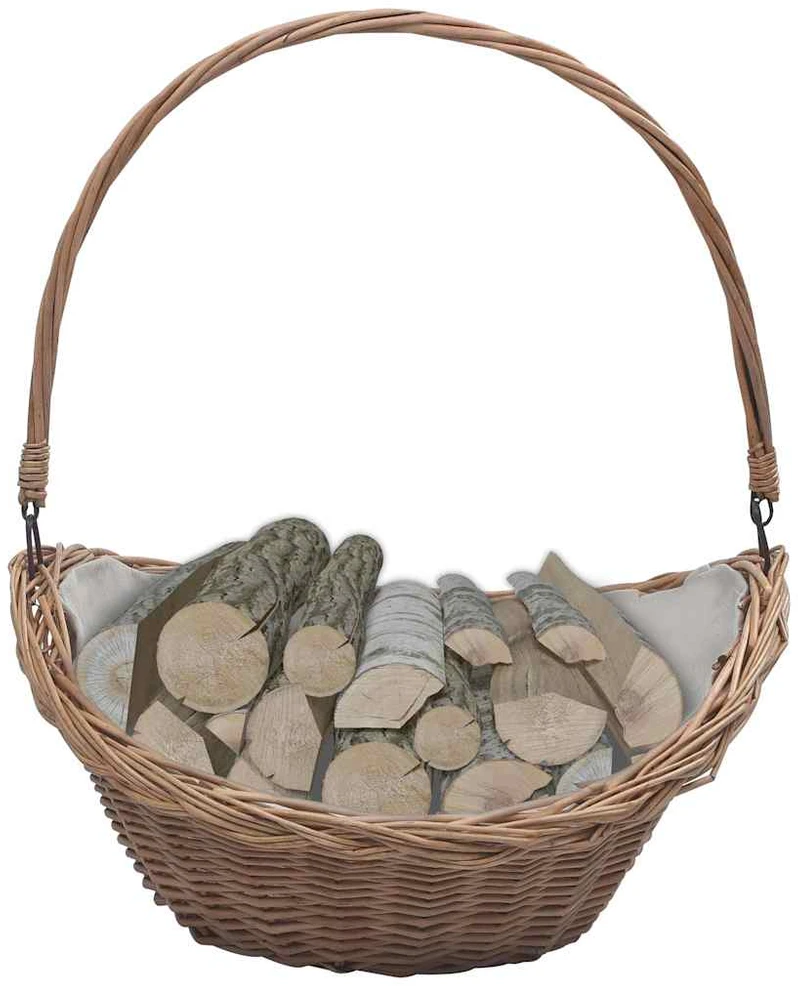 286987 Firewood Basket with Handle 57x46,5x52 cm Brown Willow