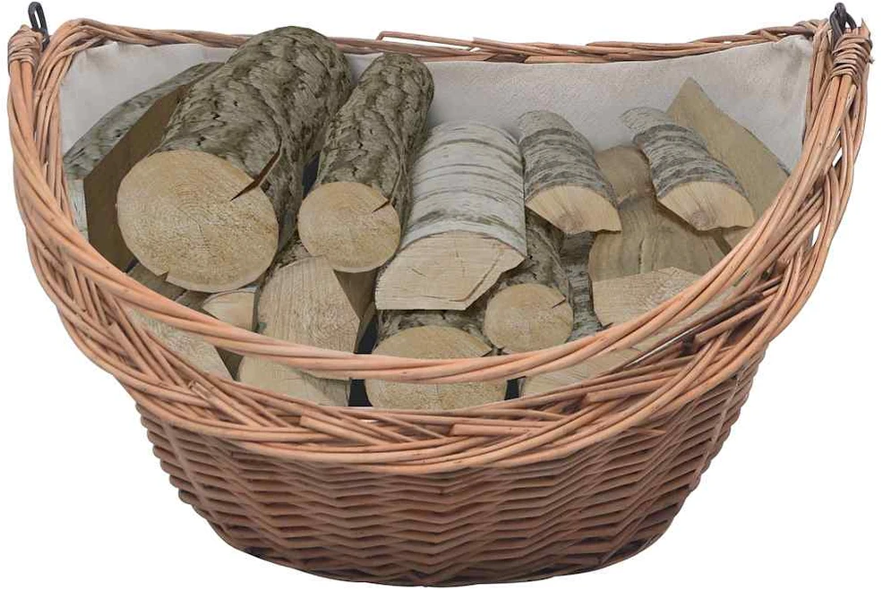 286988 Firewood Basket with Handle 60x44x55 cm Natural Willow
