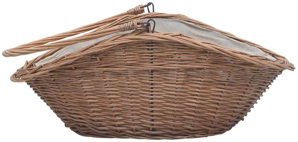 286988 Firewood Basket with Handle 60x44x55 cm Natural Willow