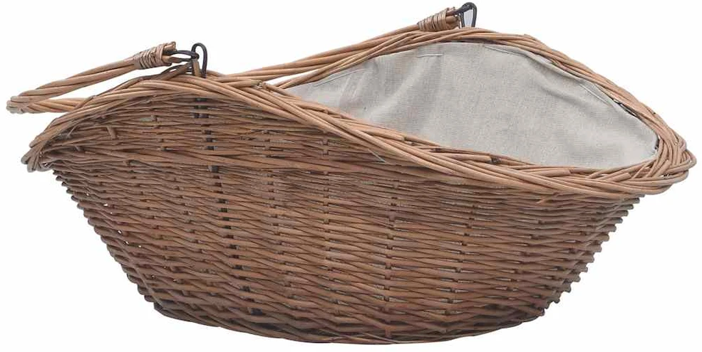 286988 Firewood Basket with Handle 60x44x55 cm Natural Willow