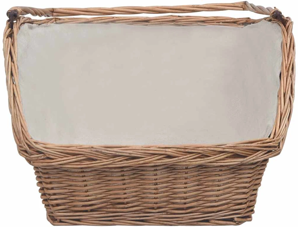 286989 Firewood Basket with Handle 61,5x46,5x58 cm Brown Willow