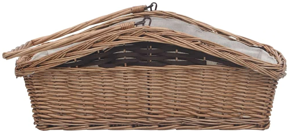 286989 Firewood Basket with Handle 61,5x46,5x58 cm Brown Willow