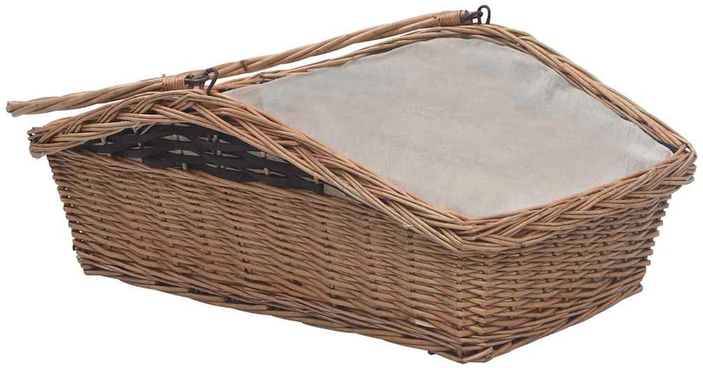286989 Firewood Basket with Handle 61,5x46,5x58 cm Brown Willow
