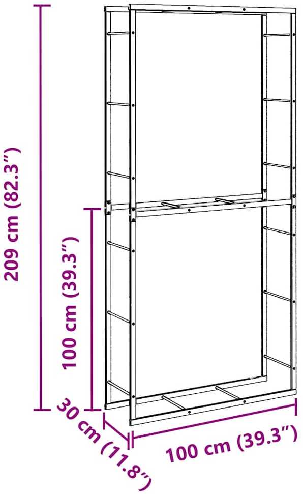 Malkų lentyna Juoda 100x30x209 cm Plienas