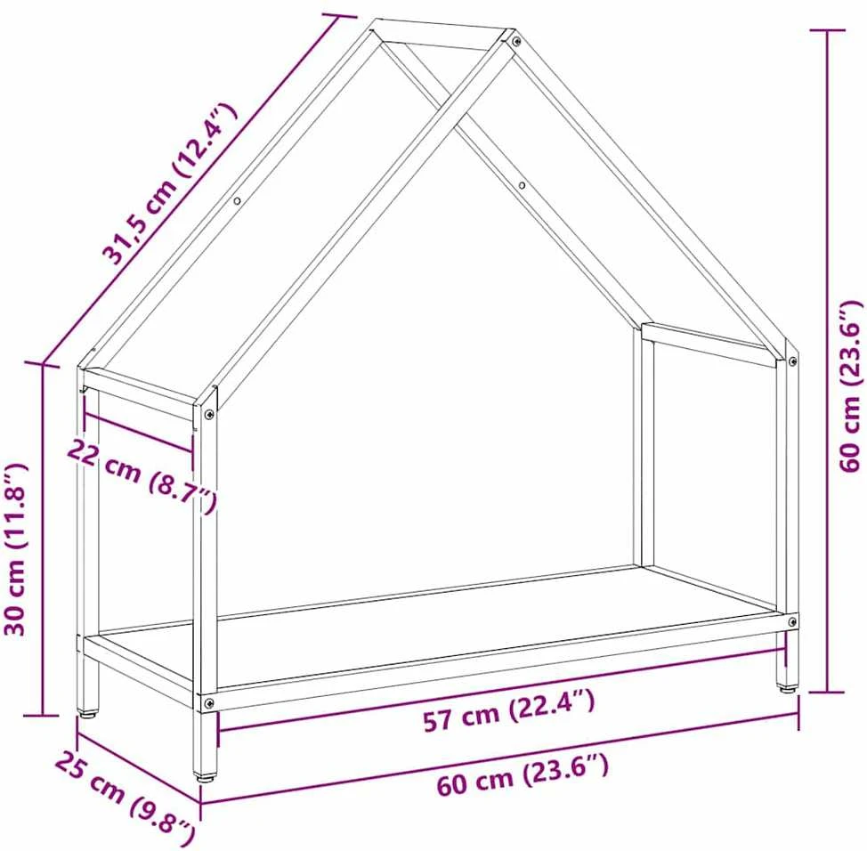 Malkų lentyna Juoda 60x25x60 cm Šaltai valcuotas plienas