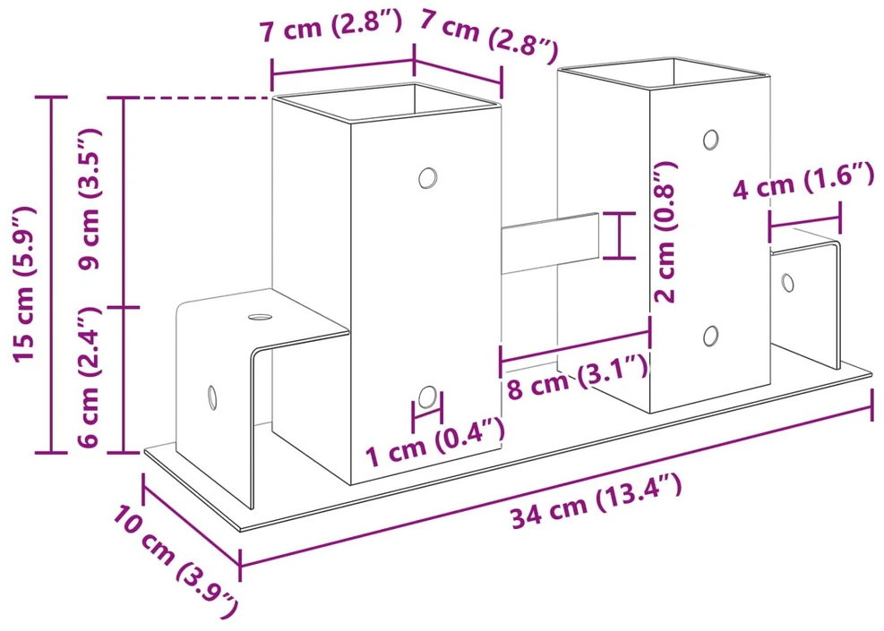 Malkų stelažo pagalbininkas 12 vnt. Antracito 34 x 10 x 15 cm