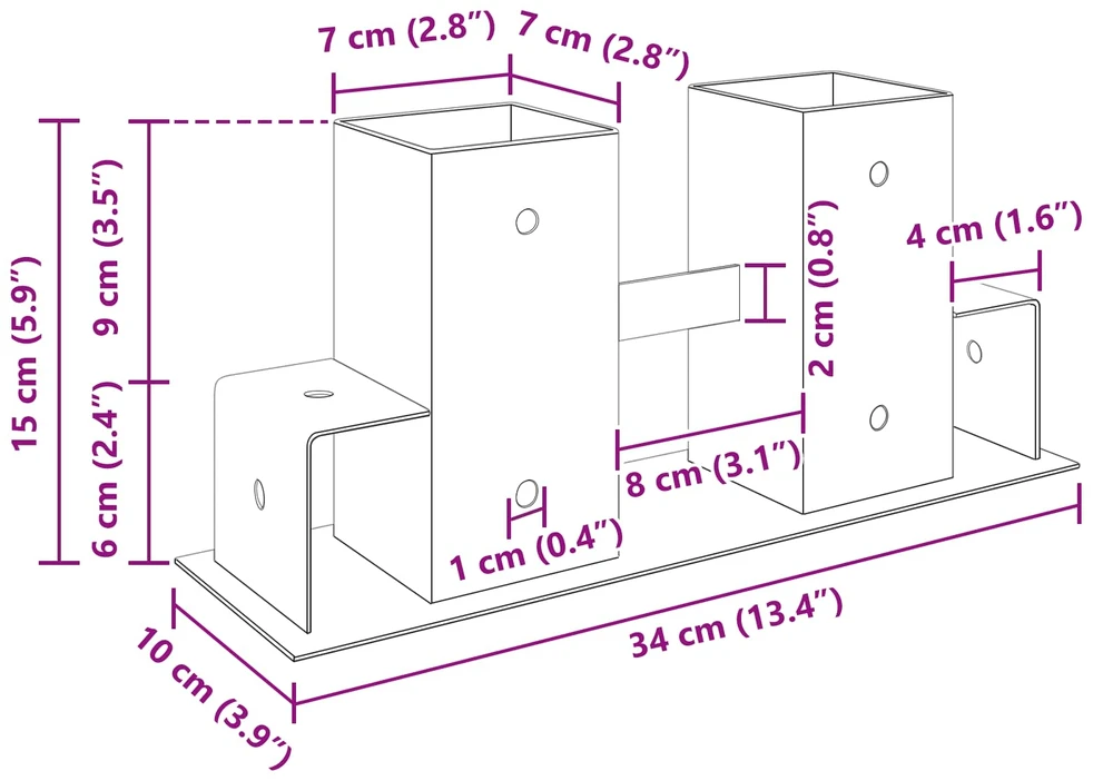 Malkų stelažo pagalbininkas 4 vnt. Antracito 34 x 10 x 15 cm