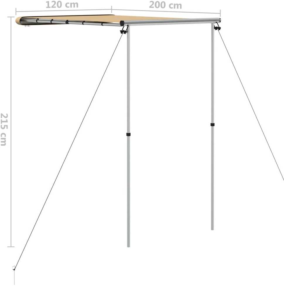 Markizė nameliui ant ratų, smėlio spalvos, 1,2x2x2,15m