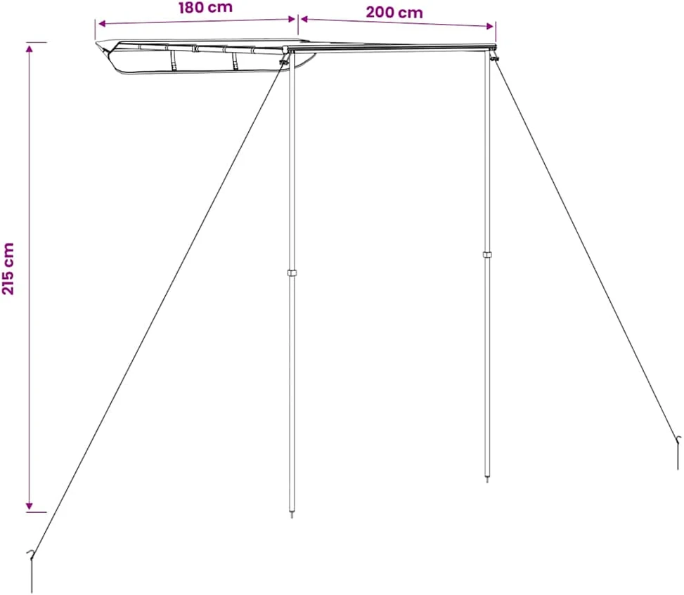 Markizė nameliui ant ratų, smėlio spalvos, 1,8x2x2,15m