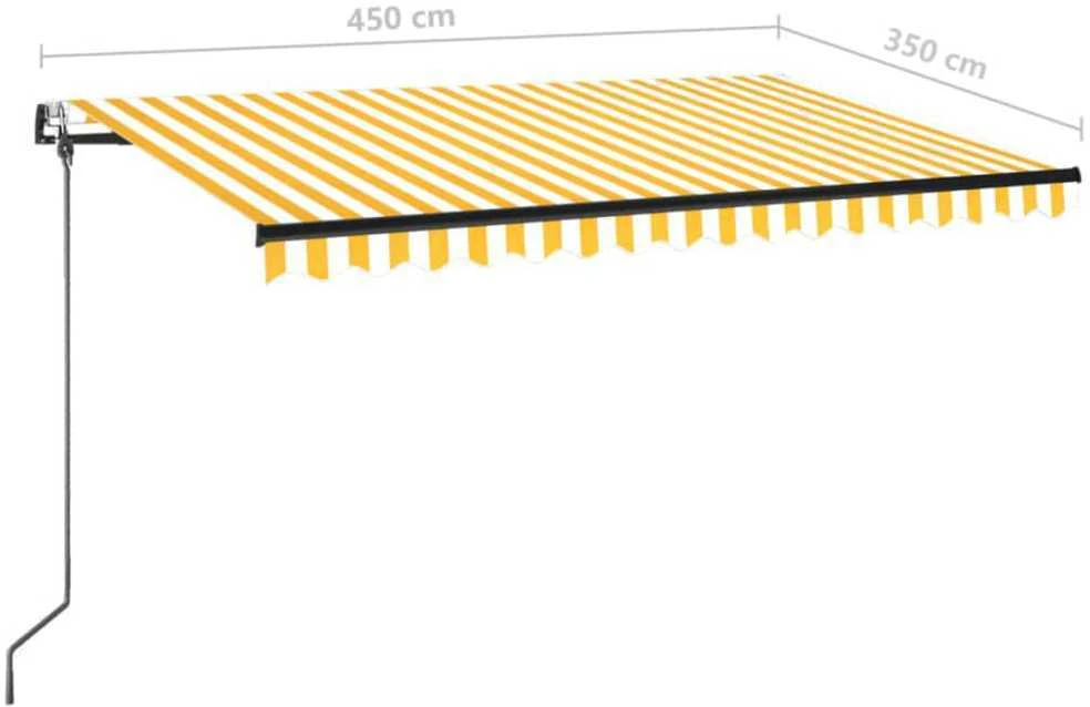 Markizė su LED/vėjo jutikliu, geltona/balta, 450x350cm