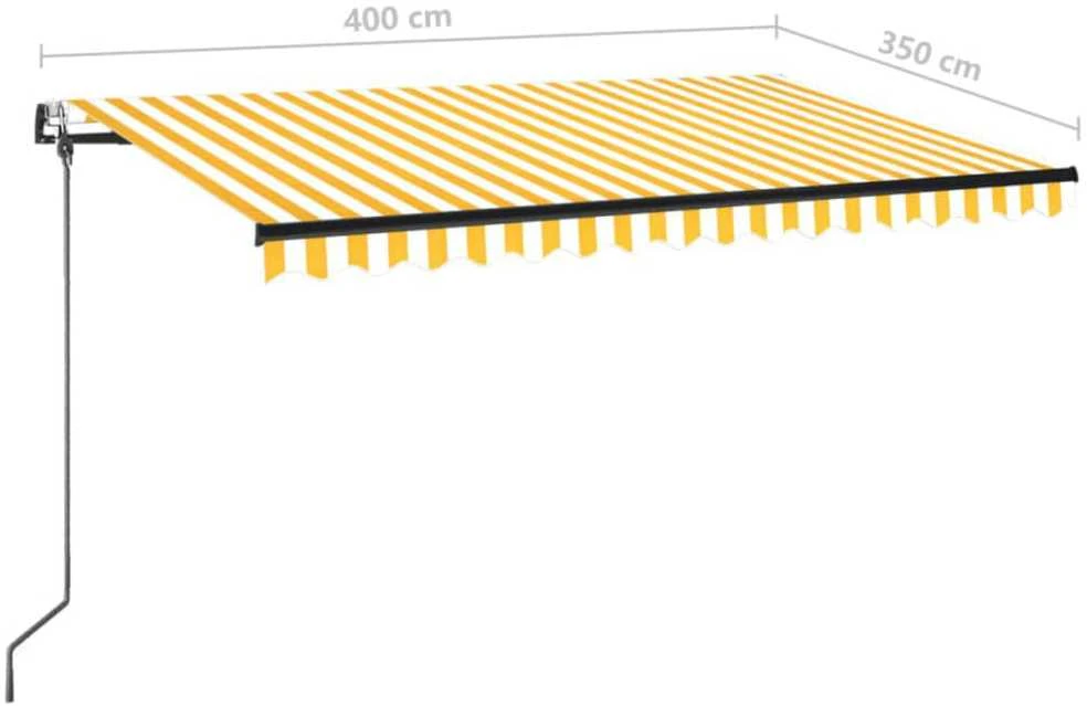 Markizė su LED/vėjo jutikliu, geltona/balta, 400x350cm