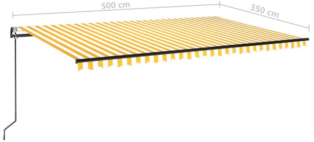 Markizė su LED/vėjo jutikliu, geltona/balta, 500x350cm