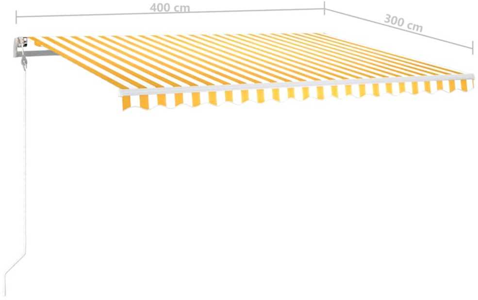 Markizė su LED/vėjo jutikliu, geltona/balta, 400x300cm