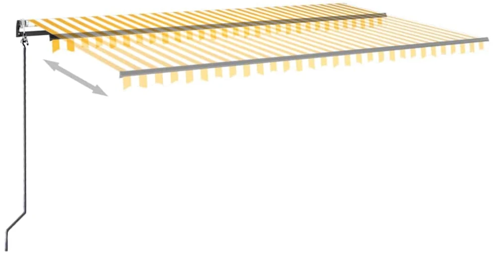 Markizė su LED/vėjo jutikliu, geltona/balta, 500x350cm