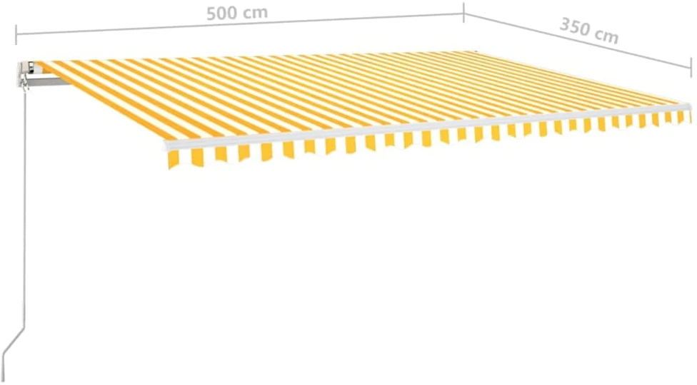 Markizė su LED/vėjo jutikliu, geltona/balta, 500x350cm