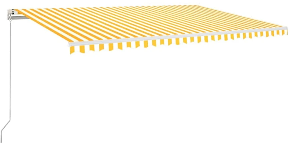 Markizė su LED/vėjo jutikliu, geltona/balta, 500x350cm