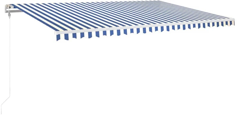 Markizė su LED/vėjo jutikliu, mėlyna/balta, 500x350cm