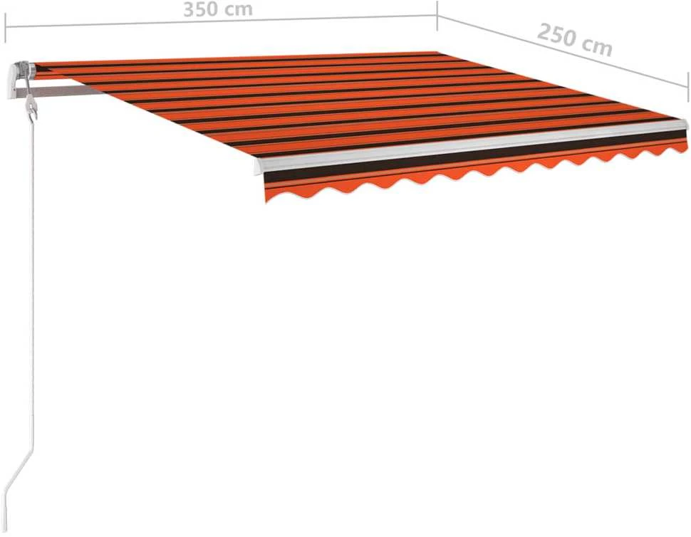Markizė su LED/vėjo jutikliu, oranžinė/ruda, 350x250cm