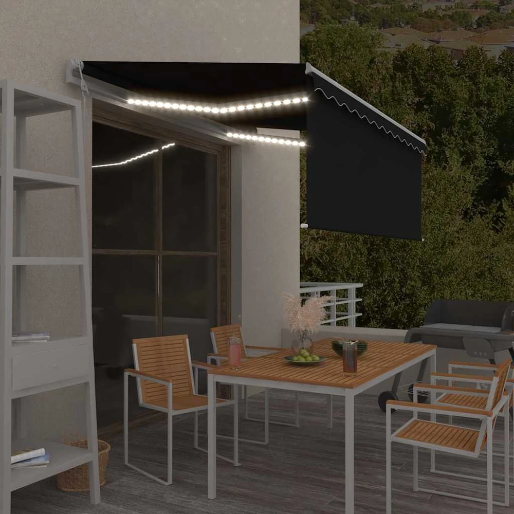 Markizė su uždanga/LED/vėjo jutikliu, antracito, 3x2,5m