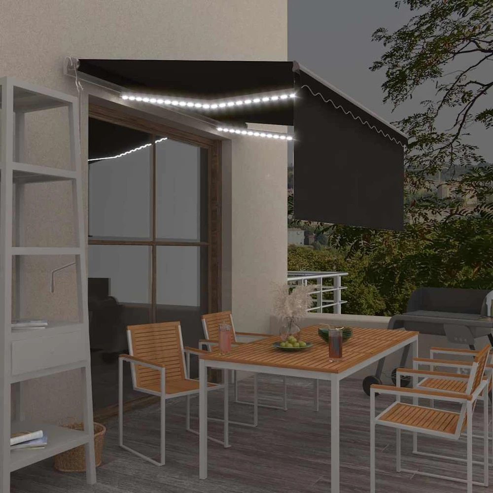 Markizė su uždanga/LED/vėjo jutikliu, antracito, 3x2,5m