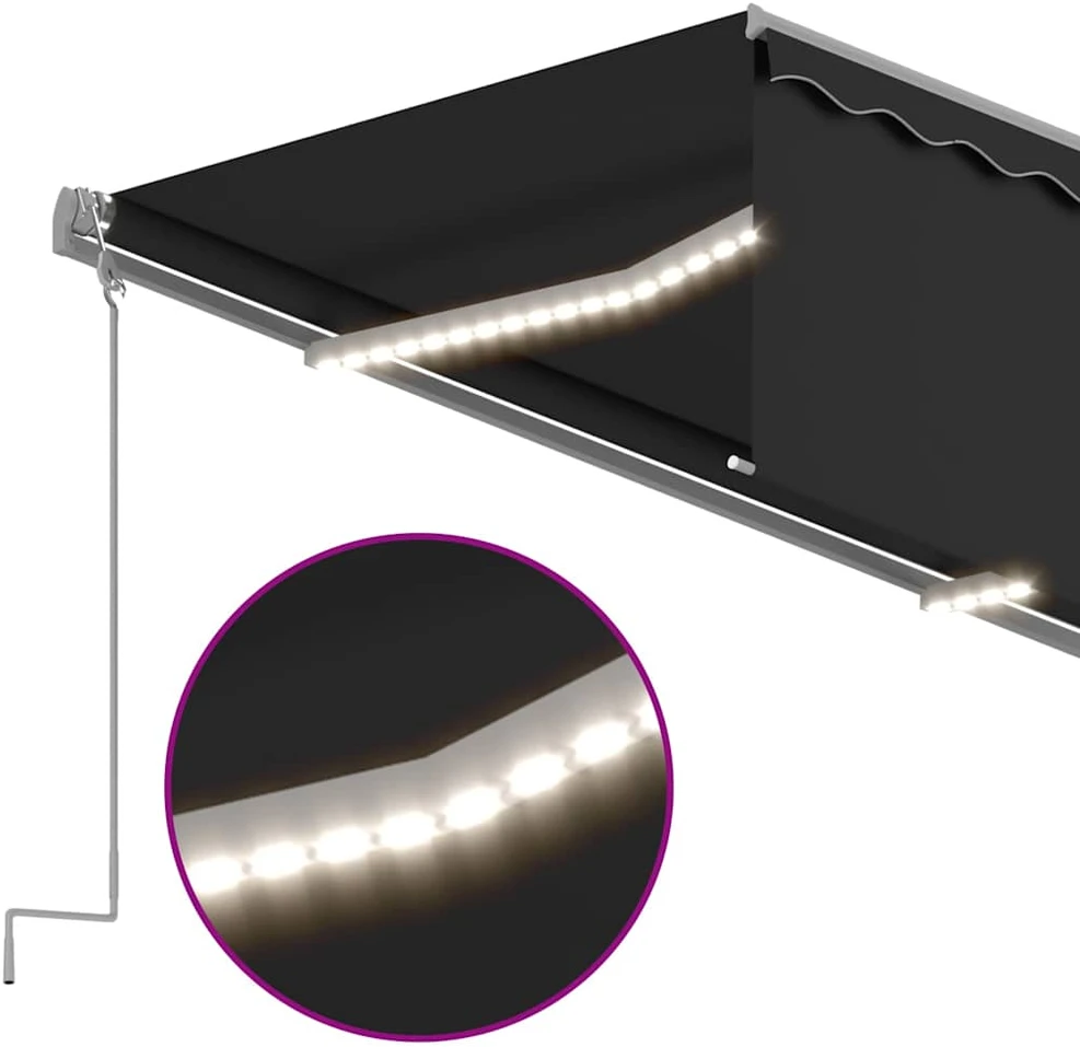 Markizė su uždanga/LED/vėjo jutikliu, antracito, 3x2,5m