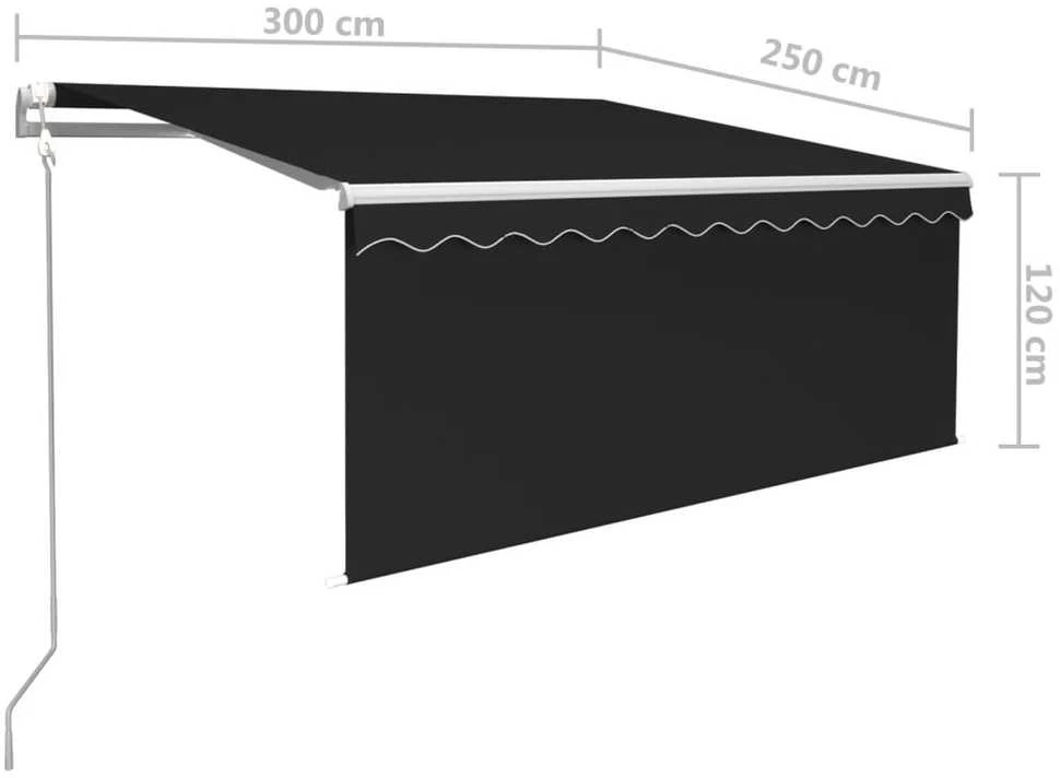 Markizė su uždanga/LED/vėjo jutikliu, antracito, 3x2,5m