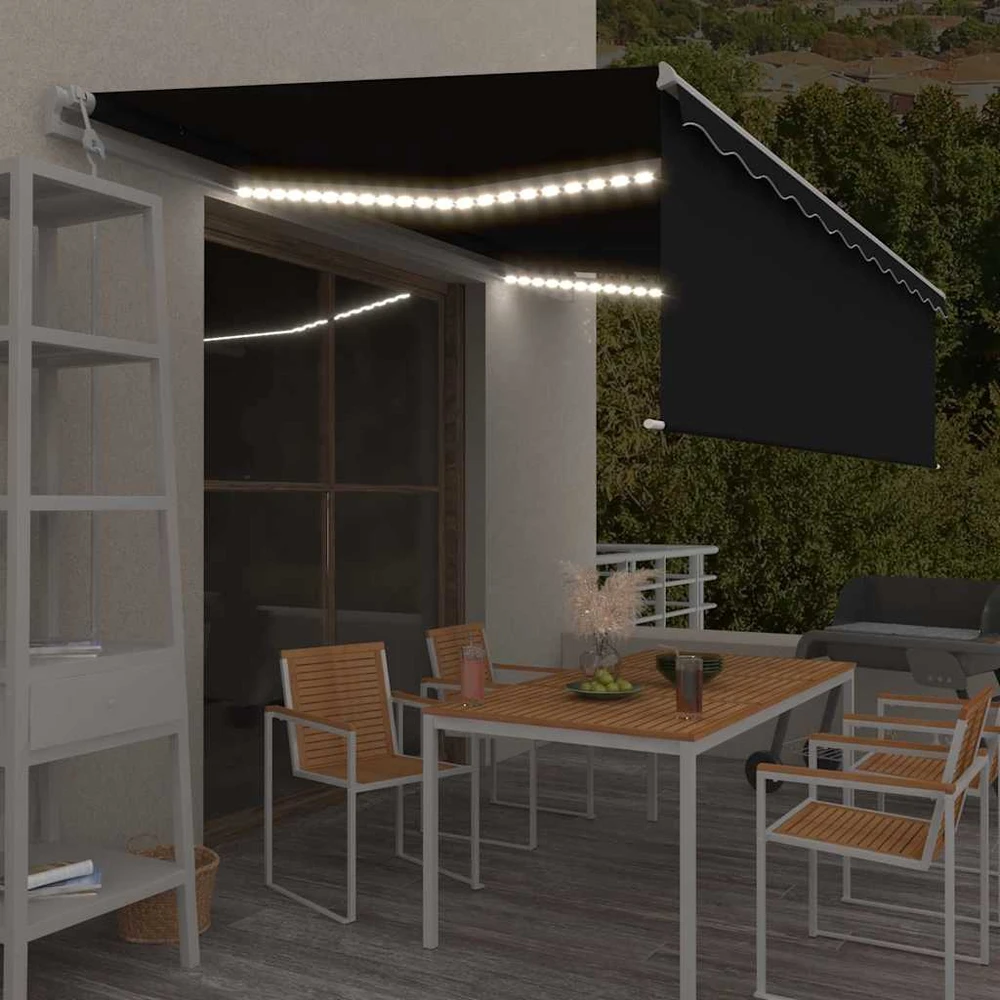 Markizė su uždanga/LED/vėjo jutikliu, antracito, 5x3m