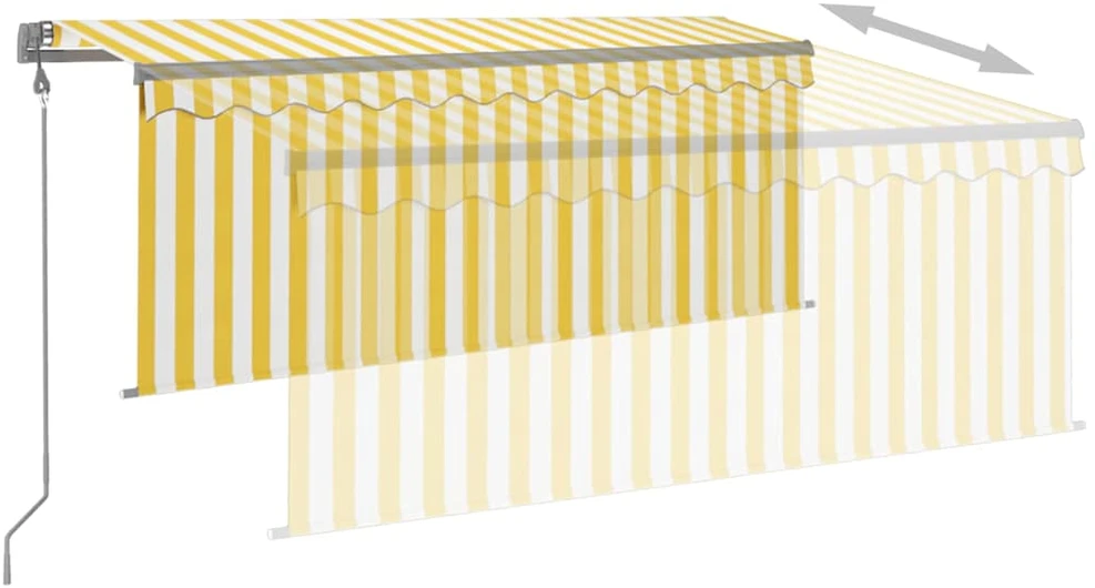 Markizė su uždanga/LED/vėjo jutikliu, geltona/balta, 3x2,5m