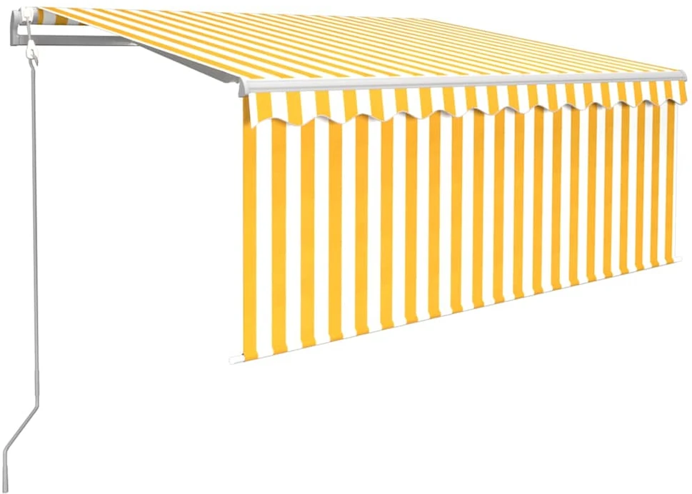 Markizė su uždanga/LED/vėjo jutikliu, geltona/balta, 3x2,5m