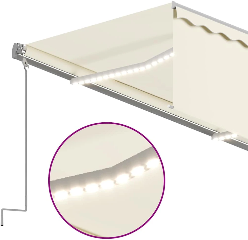 Markizė su uždanga/LED/vėjo jutikliu, kreminė, 3x2,5m