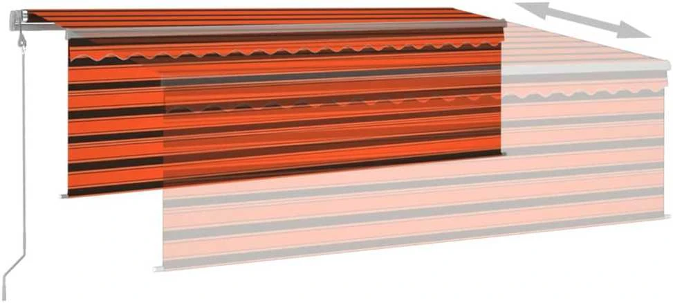 Markizė su uždanga/LED/vėjo jutikliu, oranžinė/ruda, 4x3m