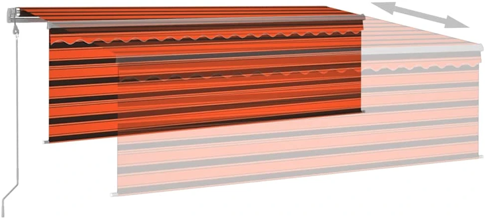 Markizė su uždanga/LED/vėjo jutikliu, oranžinė/ruda, 4x3m