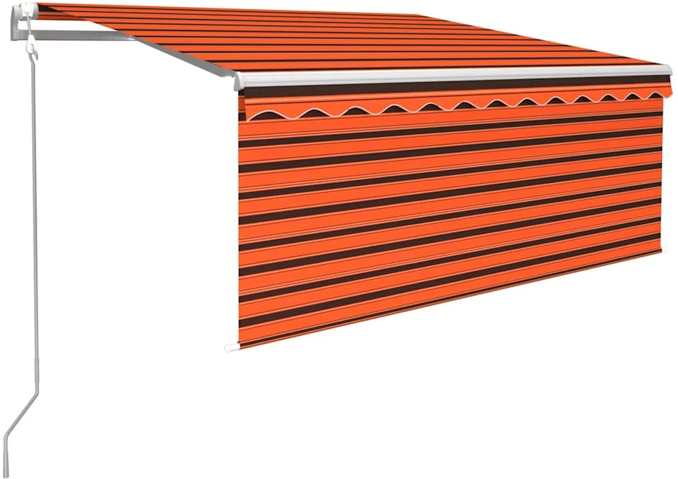 Markizė su uždanga/LED/vėjo jutikliu, oranžinė/ruda, 3,5x2,5m