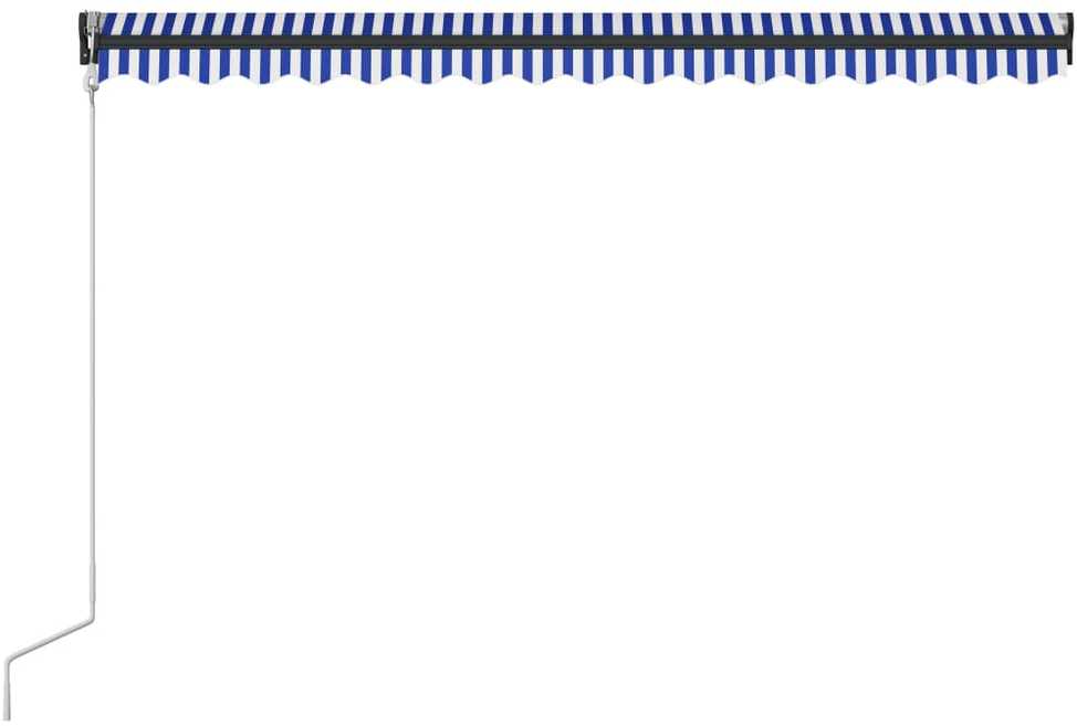 Markizė su vėjo jutikliu ir LED, mėlyna ir balta, 300x250cm