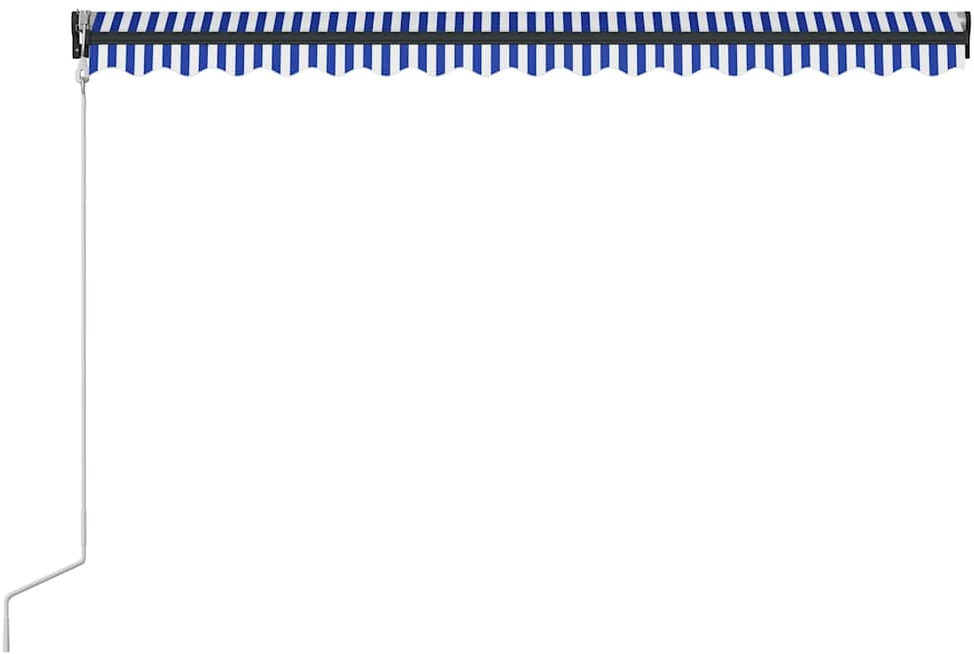 Markizė su vėjo jutikliu ir LED, mėlyna ir balta, 300x250cm