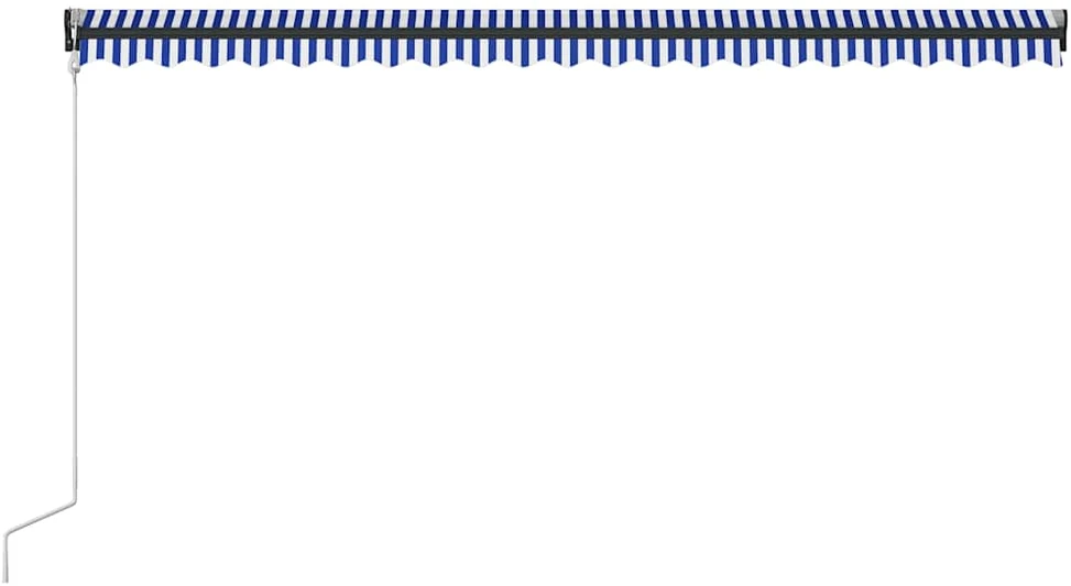 Markizė su vėjo jutikliu ir LED, mėlyna ir balta, 500x300cm