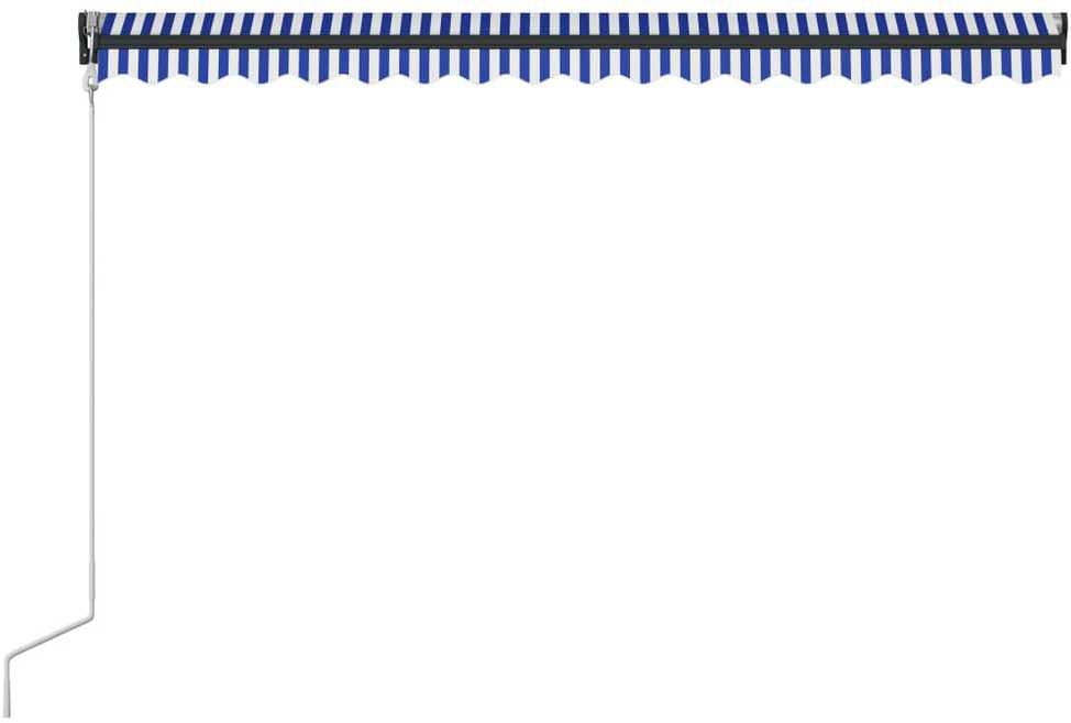Markizė su vėjo jutikliu ir LED, mėlyna ir balta, 300x250cm