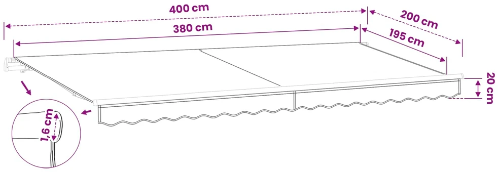Atsarginis markizės audinys, skirtas 4x2 m Antracito