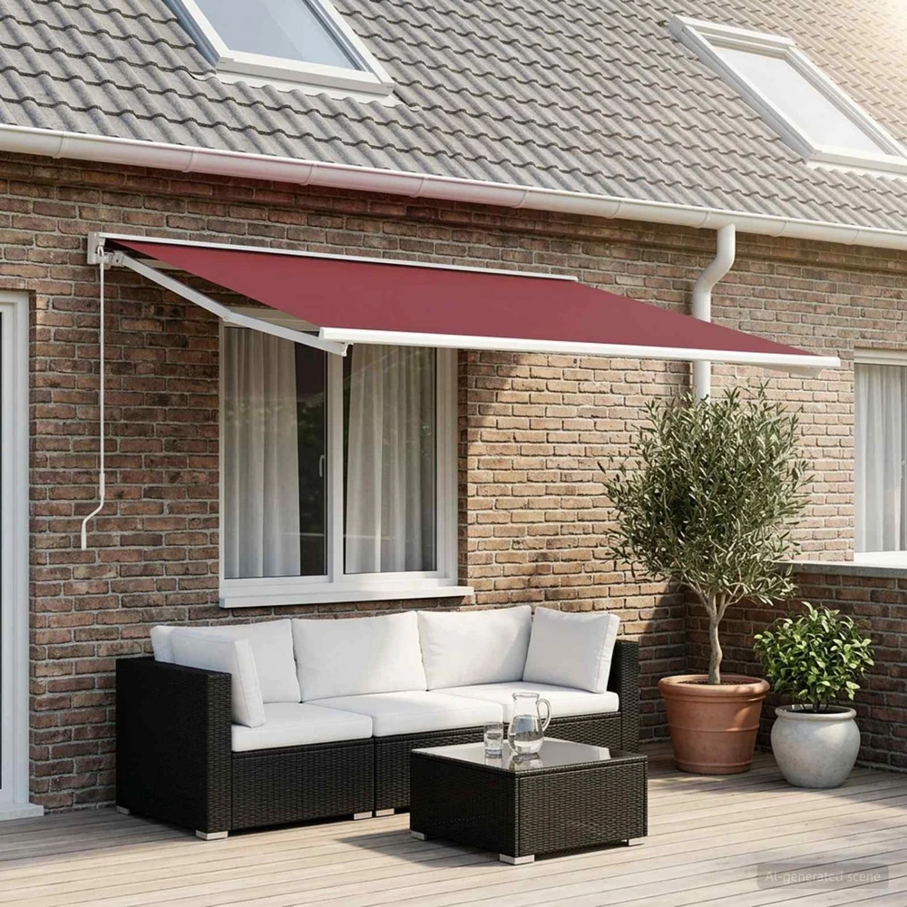 Markizės pakaitinis audinys Bordo raudona 350 x 250 cm