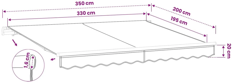 Atsarginis markizės audinys, skirtas 3,5x2 m Ruda Poliesteris