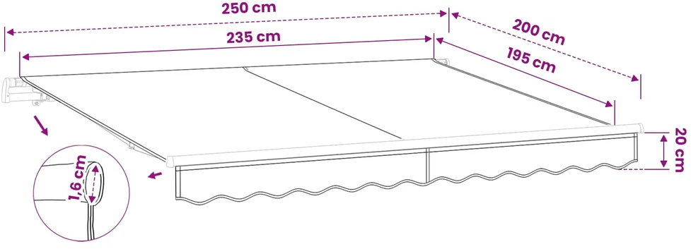 Atsarginis markizės audinys, skirtas 2,5x2 m Smėlio Poliesteris