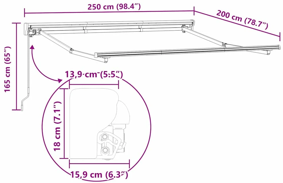 Markizės rėmas Kreminė 250 x 200 cm Poliesteris su PU danga