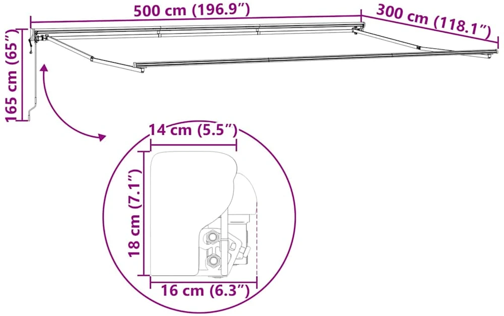 Electric Awning Frame 5 x 3 m Antracito